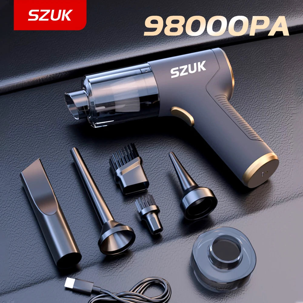 SZUK 98000PA Car Vacuum Cleaner Mini Powerful Cleaning Machine Strong Suction Handheld for Car  Wireless Portable Home Appliance