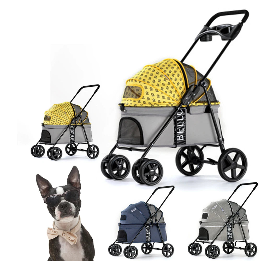 Pet Cat Stroller Newborn Baby Stroller Breathable Large Capacity Dog Transporter Carrier Outdoor Travel Vehicle With Cup Holder