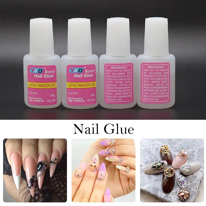 10g Fast Drying Nail Glue for False Nails Glitter Acrylic Nail Rhinestone Decoration Extension Glue Adhesive Nail Care Tool