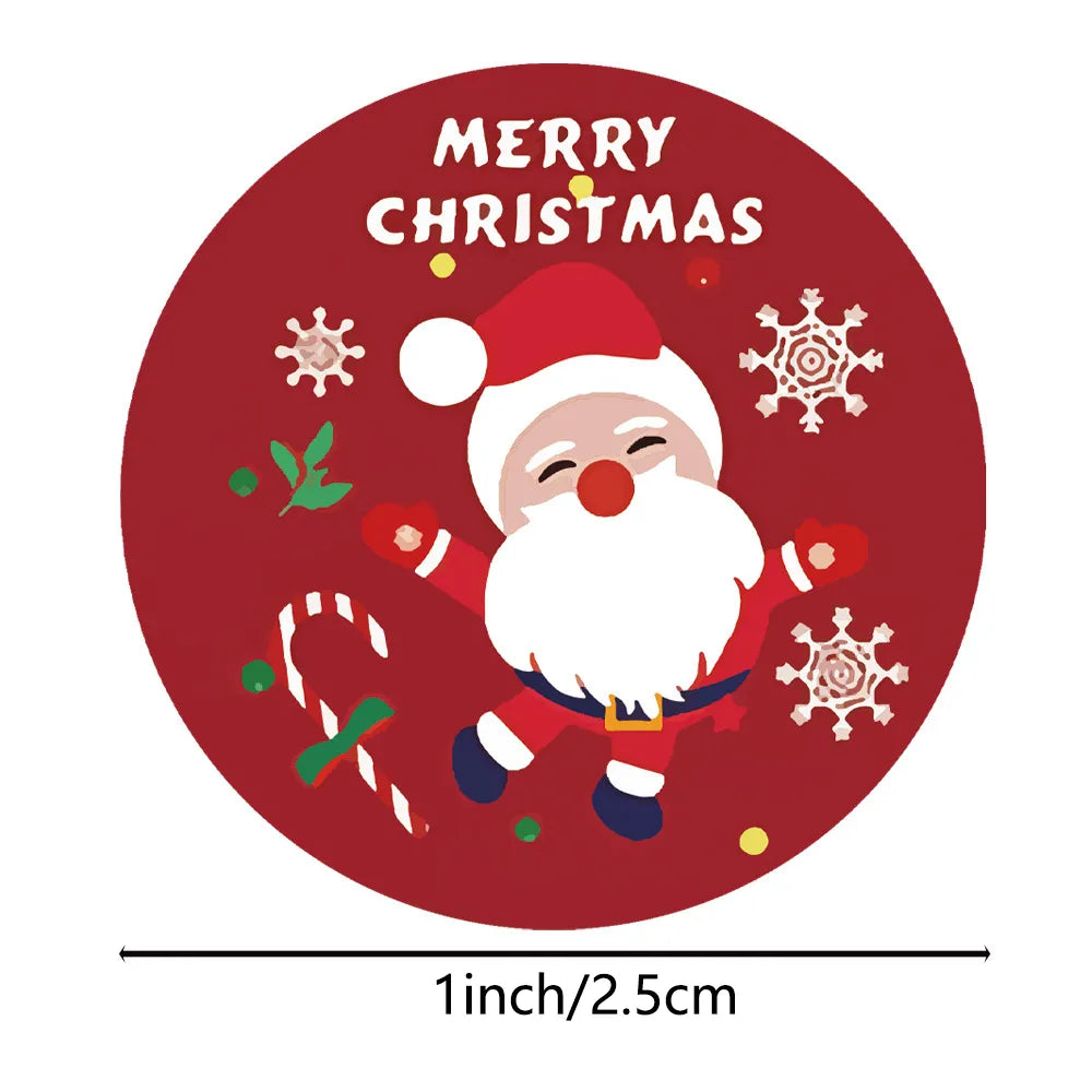 100-500Pcs Merry Christmas Stickers Christmas Theme Seal Labels Stickers For DIY Gift Baking Package Envelope Stationery Decor