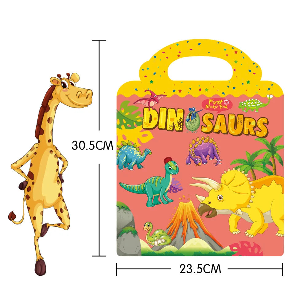 Hot New Children Scene Stickers DIY Hand-on Puzzle Sticker Books Reusable Cartoon  Animal  Learning Cognition Toys For Kids Gift