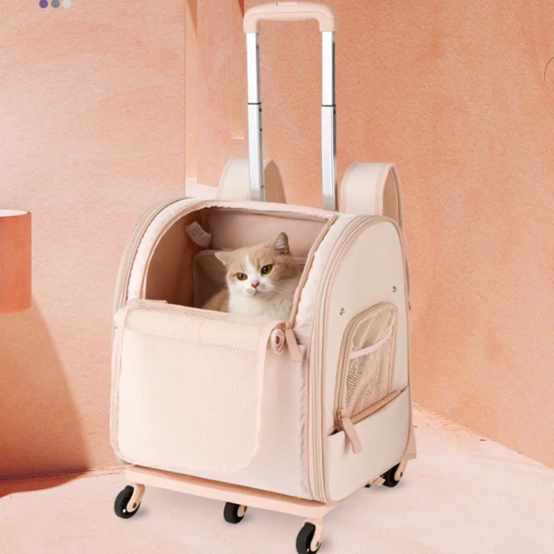 Pet Trolley Backpack Portable Outdoor Luxury Pet Transport Bag Dog Carrier Trolley Warm Carrying Bag for Pet Travel