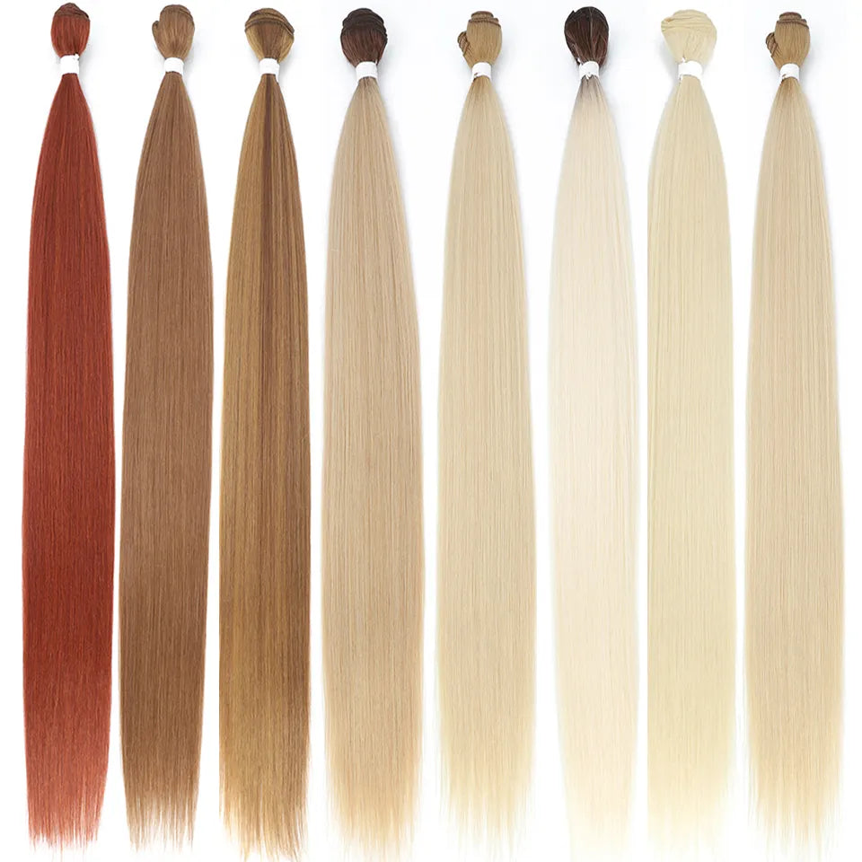 Bone Straight Hair Bundles Salon Natural Hair Extensions Fake Fibers Super Long Synthetic Yaki Straight Hair Weaving Full to End