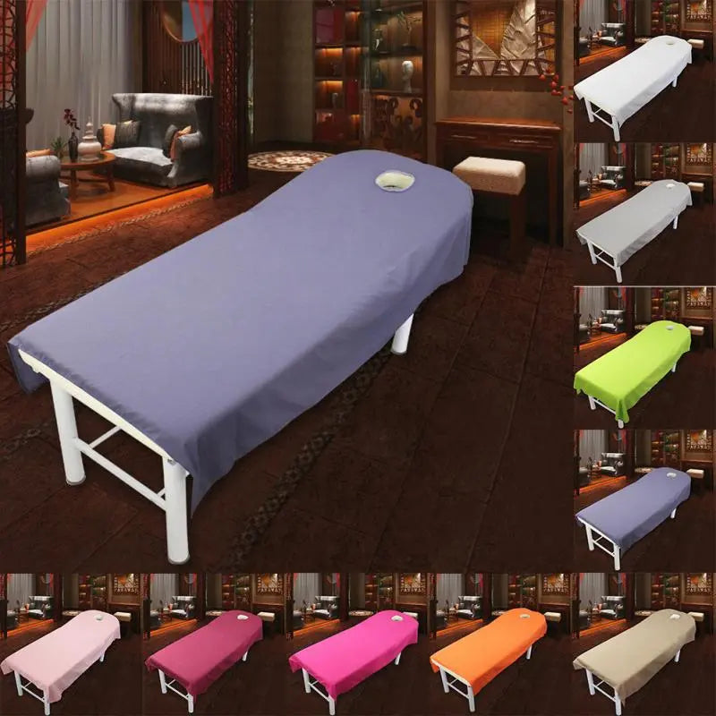 Beauty Bedsheet Cosmetic Salon Sheets Massage Treatment 9Color Soft Sheets Spa SPA Bed Table Cover Sheets with Hole