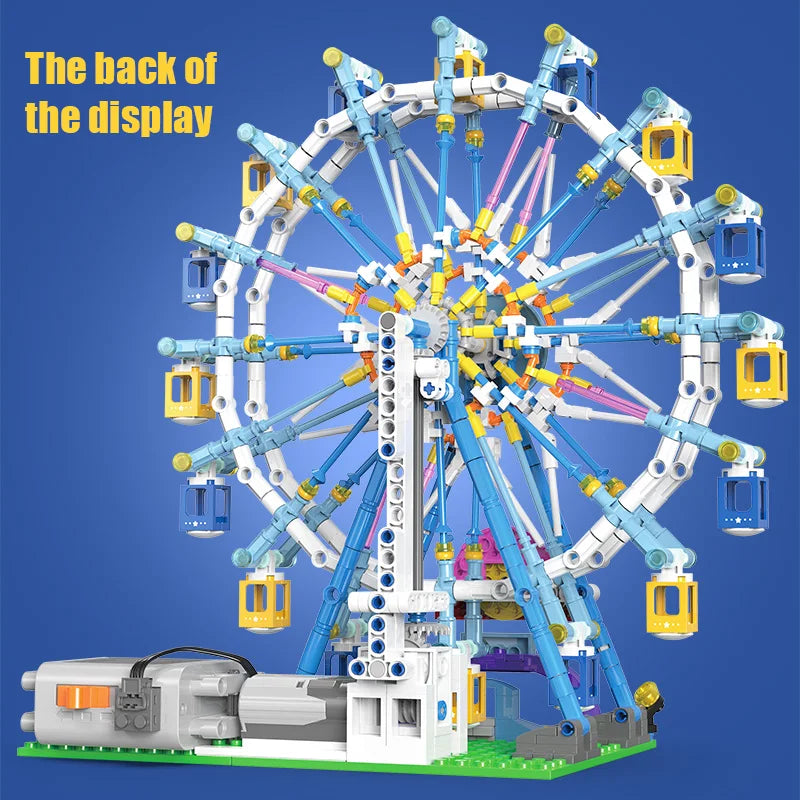 City Friends MOC Rotating Ferris Wheel Building Blocks Electric Bricks with Light Toys for Children Christmas Gifts