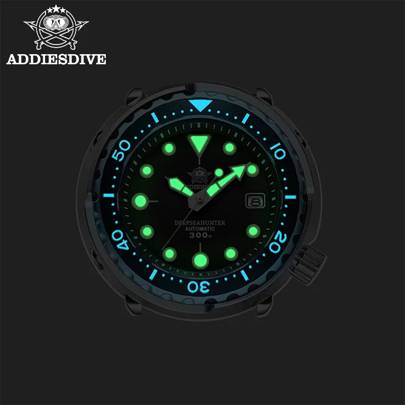 ADDIESDIVE Automatic Mechanical Watch Male American Stainless Steel Scratch Proof Waterproof Diving Watch Business Leisure Watch