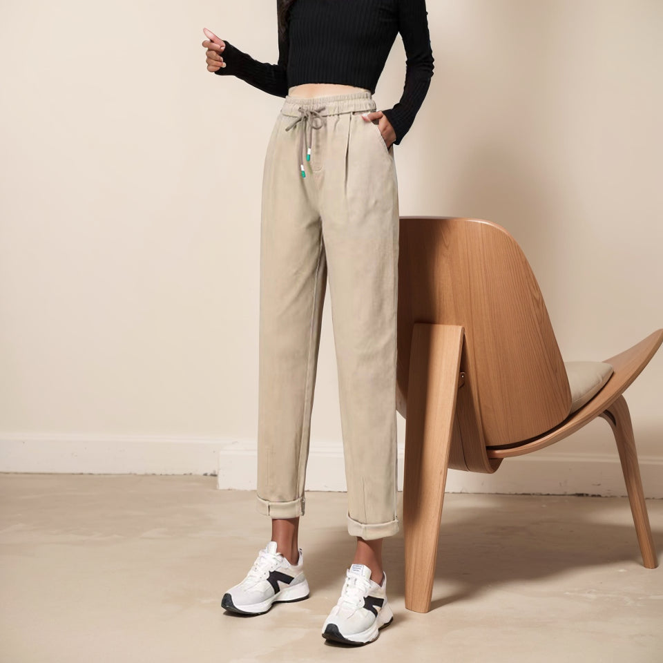 [No Replenishment] Dad Harem Pants Women's 2024 Spring Elastic High Waist Slimming Stretch Commute Leisure Cropped Pants