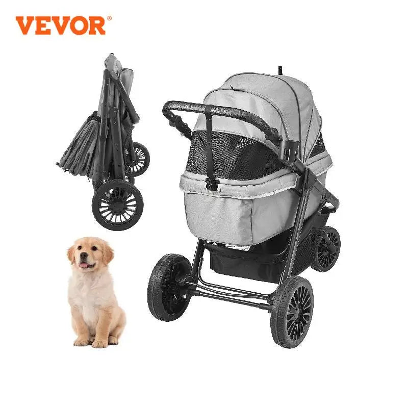 VEVOR Pet Stroller Carrier Dog Cat Strollers Lightweight Travel Rotate with Brakes Pet Pad Cup Holder for Puppy Dog Accessories