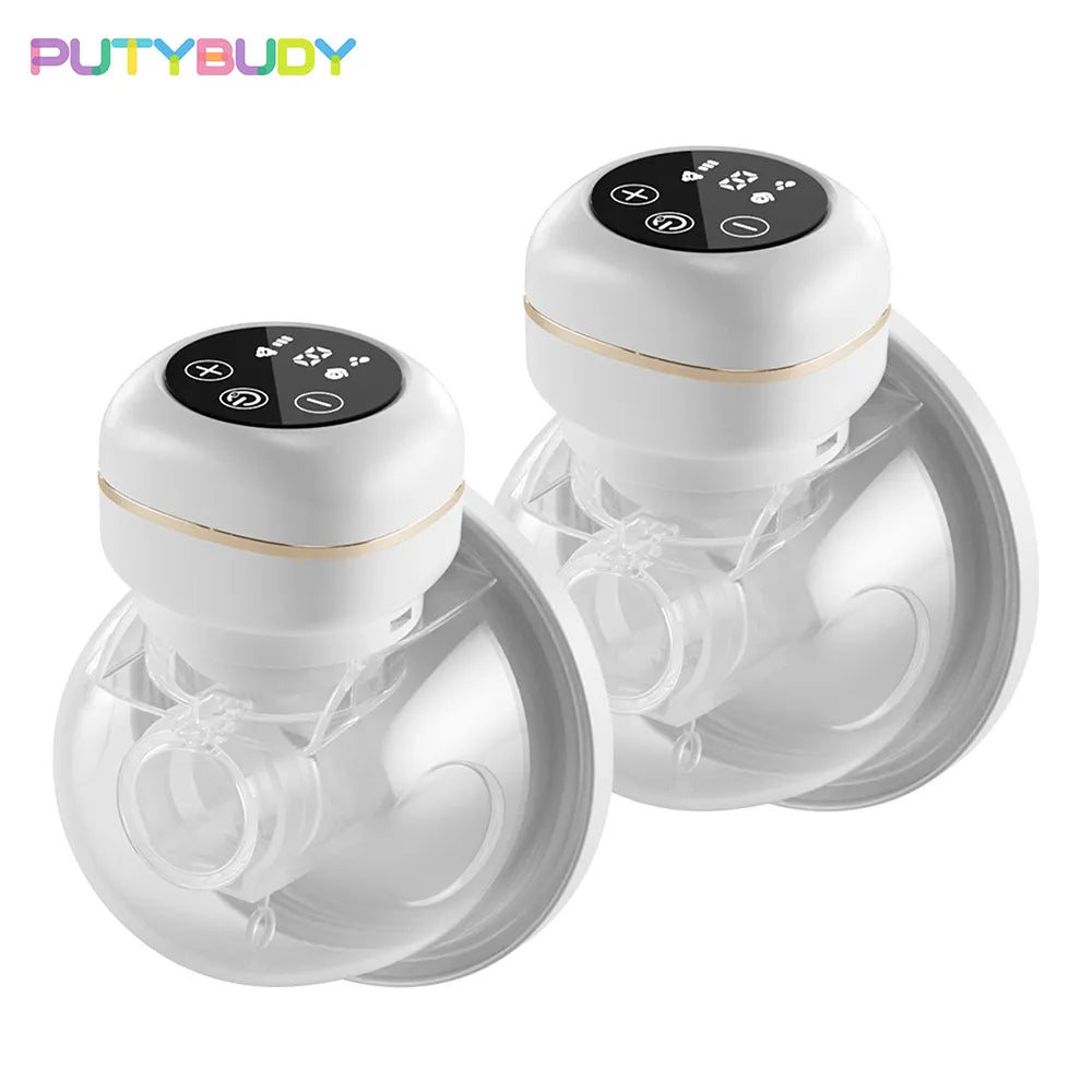 2/1pcs Wearable Breast Pump Electric Breast Pump Hands Free Low Noise Milk Puller with 26mm Silicone Flange for Breastfeeding