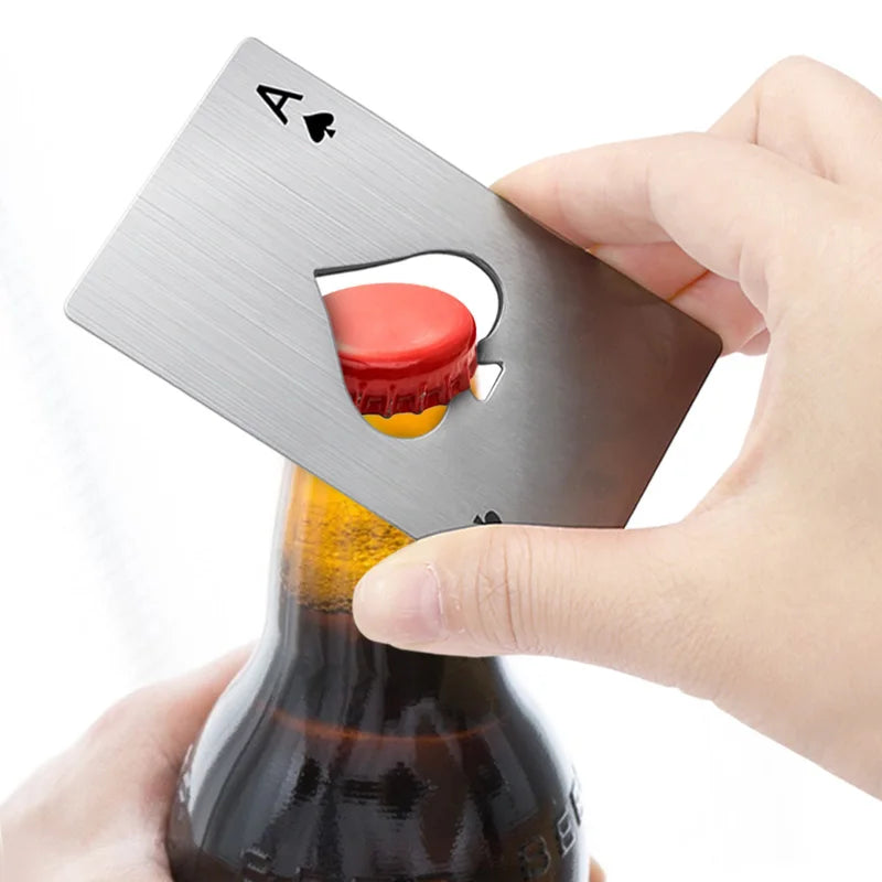 1pc Credit Card Bottle Opener Creative Pocket Stainless Steel Can Opener Bottle Picker Beer Wine Beer Opener Poker Black Peach A