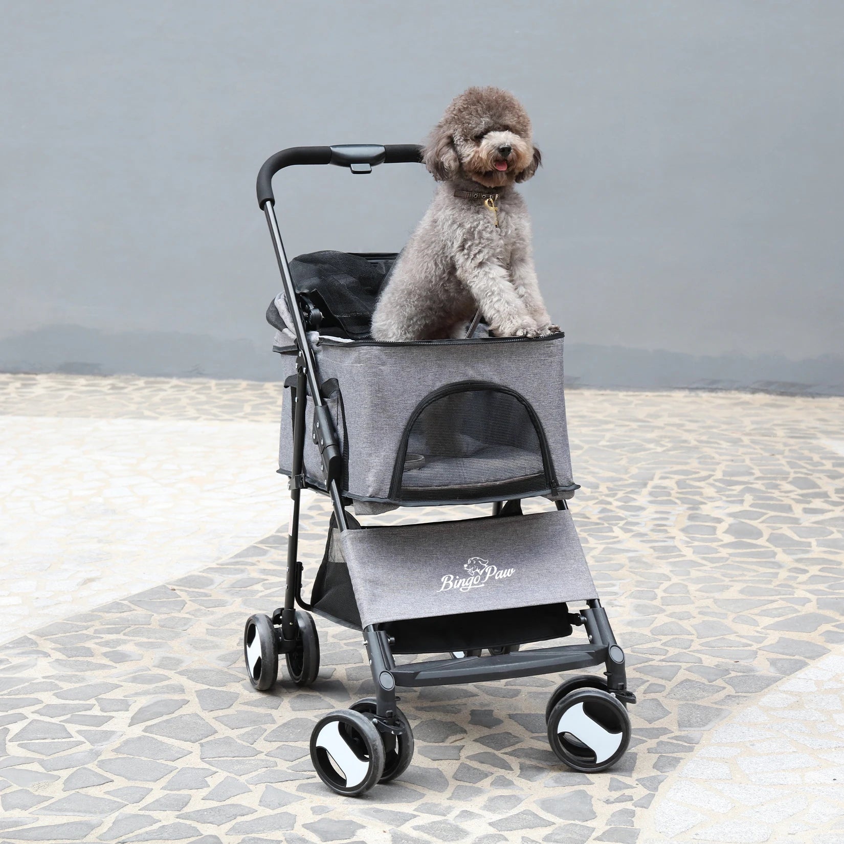 Large Pet Stroller Pram Dog Carrier Trailer Stroller Travel Walk Carrier with Detachable Carrier Cart  Load 30kg