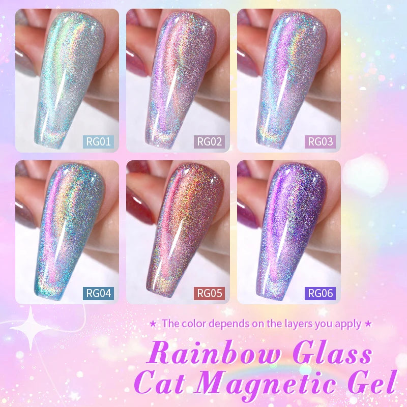 BORN PRETTY 9D Laser Cat Magnetic Gel Nail Gel Pink Purple Magnetic Gel Soak Off UV LED Nail Varnish UV Gel for Nail Art at Home