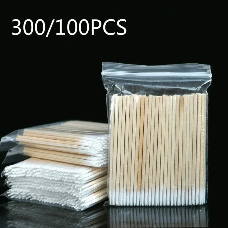 100-1000Pc Nails Wood Cotton Swab Clean Sticks Bud Tip Wooden Cotton Head Manicure Detail Corrector Nail Polish Remover Art Tool