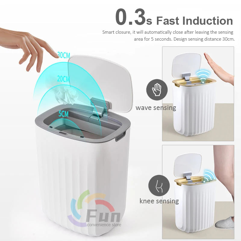 12/15L Trash Can Sensor Automatic Household Trash Bin Bathroom Storage Bucket Toilet Waterproof Narrow Trash Bin Kitchen Garbage