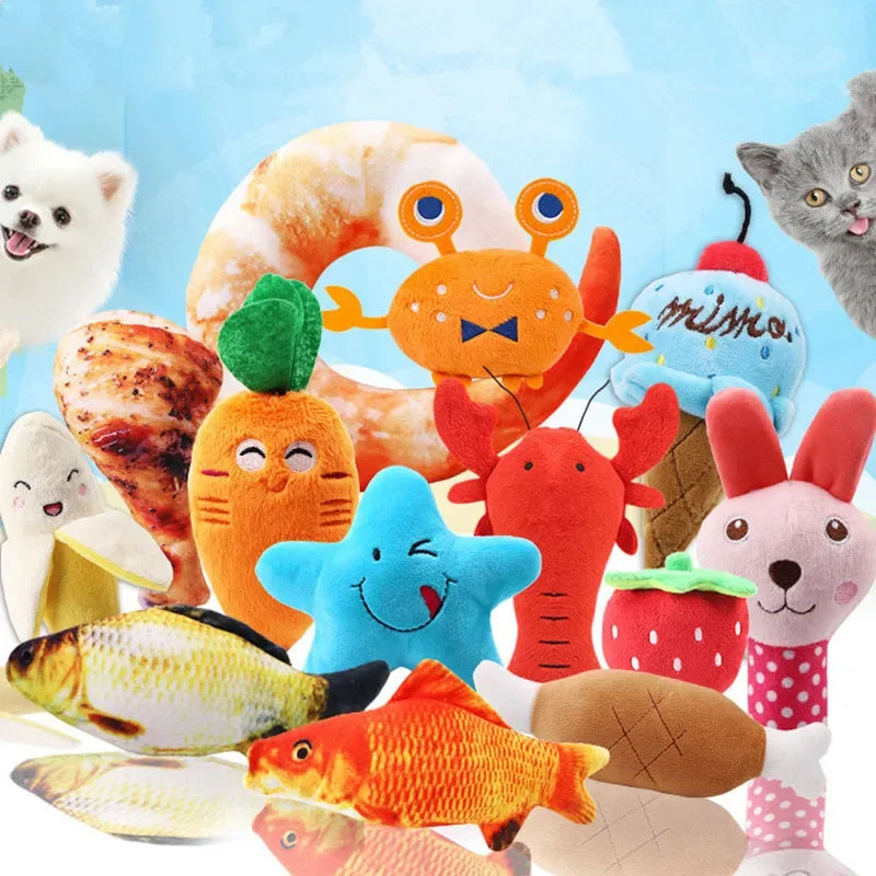 1Pc Pet toys Fruit Animals Cartoon Dog Toys Stuffed Squeaking Pet Toy Cute Plush Puzzle for Dogs Cat Chew Squeaker Squeaky Toy