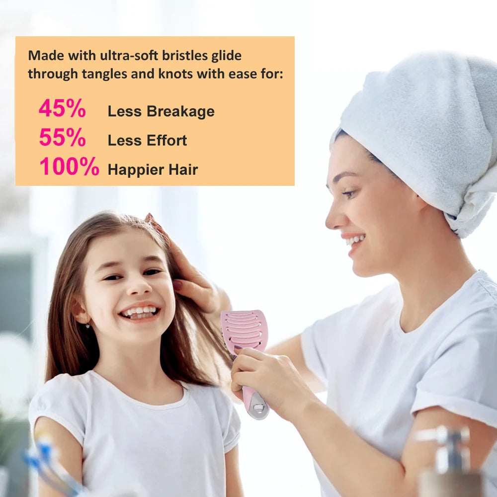 Hair Brush Hair Scalp Massage Comb Women Wet Dry Curly Detangle Hairbrush Bristle Nylon Brush Salon Hairdressing Styling Tools