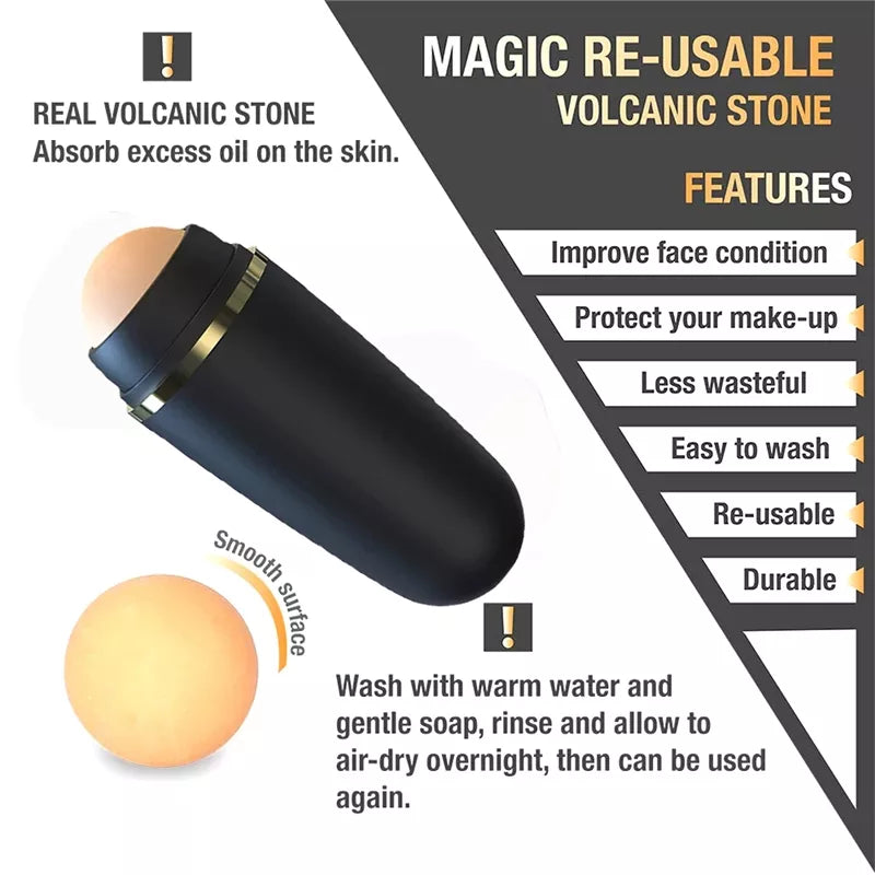 1pcs Face Oil Absorbing Roller Skin Care Tool Volcanic Stone Oil Absorber Washable Facial Oil Removing Care Skin Makeup Tools