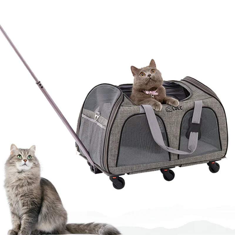 Pet Trolley Case Detachable Universal Wheel Breathable Foldable Large-capacity Dog Bag Cat Carrier for 15kg