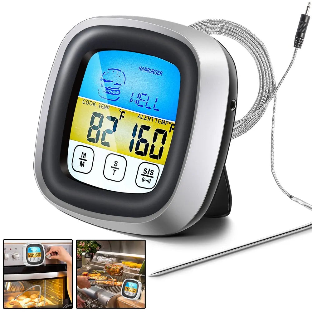 Digital Kitchen Thermometer Probe Touch Screen Meat Barbecue Food Temperature Measure Tool Steak BBQ Timer Cooking Tools 1PC