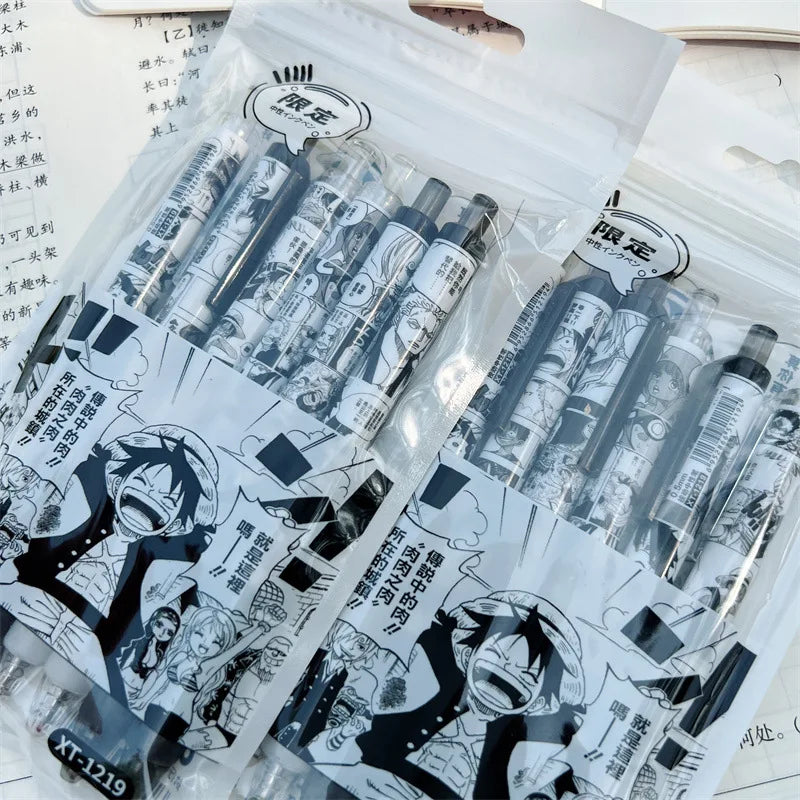6Pcs Anime ONE PIECE 0.5mm Pens Luffy Zoro Sanji Nami Usopp Robi Gel Pens School Office Stationary Supplies Gifts Kids Toys