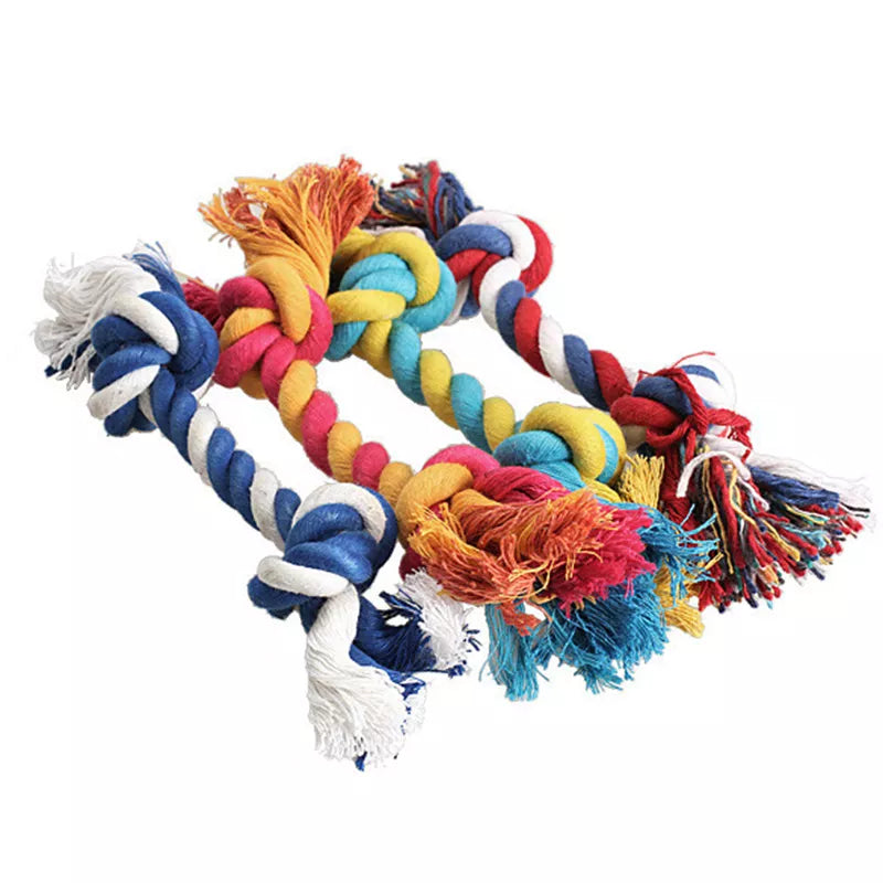 1 pcs Pets dogs pet supplies Pet Dog Puppy Cotton Chew Knot Toy Durable Braided Bone Rope 18CM Funny Tool (Random Color )