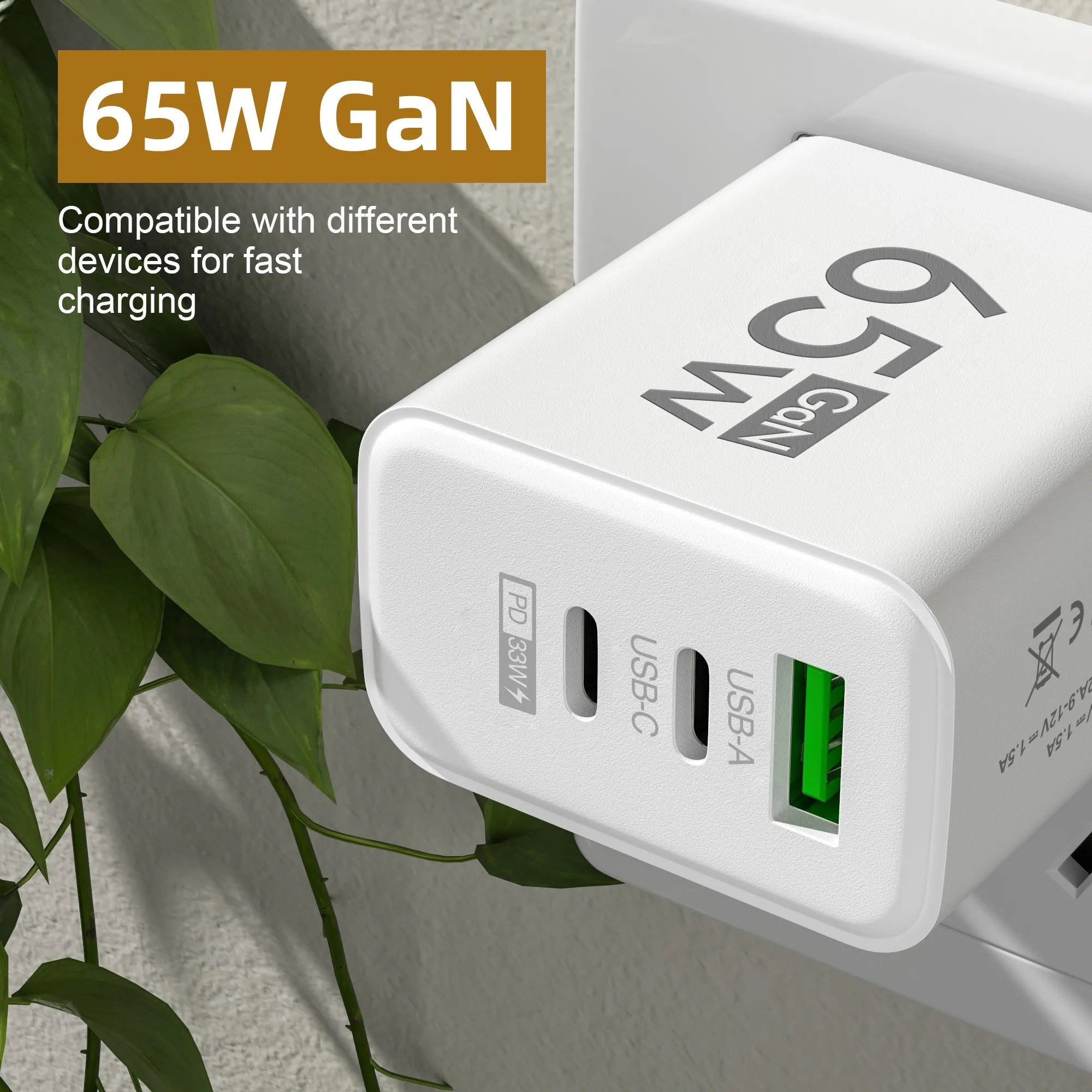 PD 65W GaN USB Charger Fast Charging Type C Mobile Phone Adapter For iPhone 15 Huawei Quick Charge 3.0 EU/US Plug Wall Charger