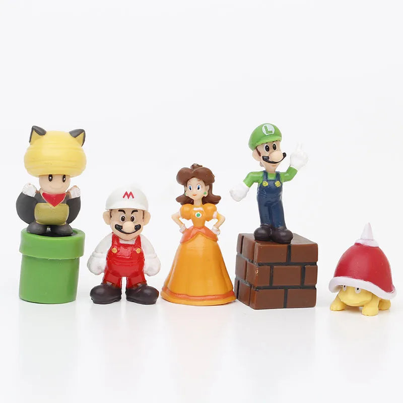 12Pcs/24Pcs/48Pcs Super Mario Bros Action Figures Kawaii Bowser Anime Figure with Storage Bag for Children Toys Gifts