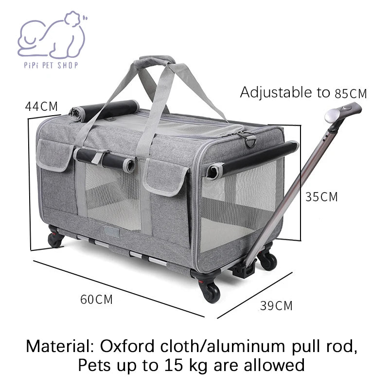 Portable Pet Trolley Case Detachable Universal Wheel Breathable Foldable Large Capacity Puppy Travel Bag Cat Carrier Supplies