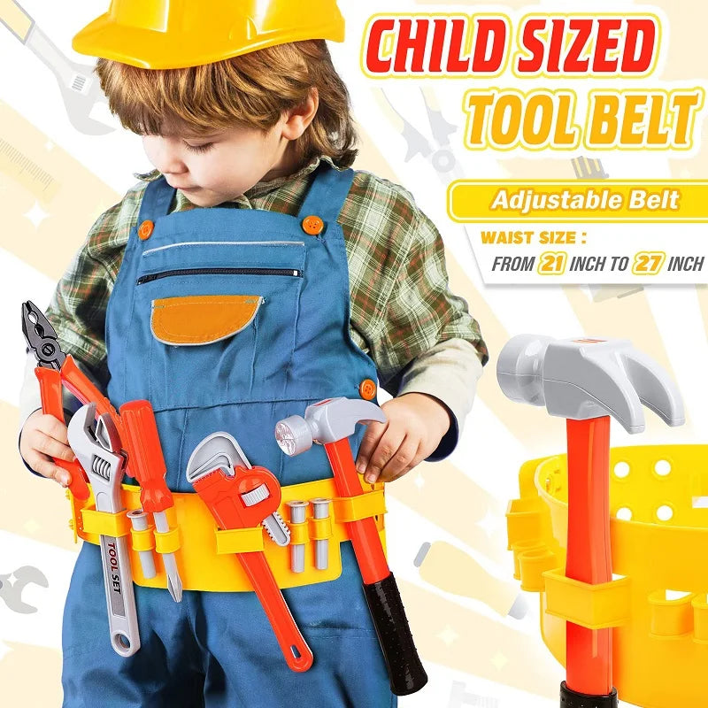 Children's Tool Set with Electric Toy Drill Kids Power Construction Toy Pretend Play Toy Tools Kit for Toddler Boys Girls Child