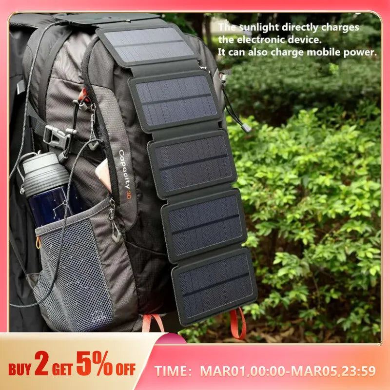 Outdoor Multifunctional Portable Solar Charging Panel Foldable 5V 1A USB Output Device Camping Tool High Power Output