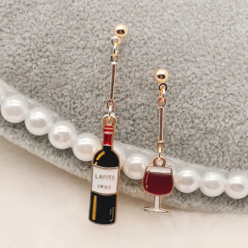Wine Beer Earrings, Mini Food Earrings, Mini Food Jewelry Handmade Jewelry, Mini Food Jewelry Gifts for Wine Lovers