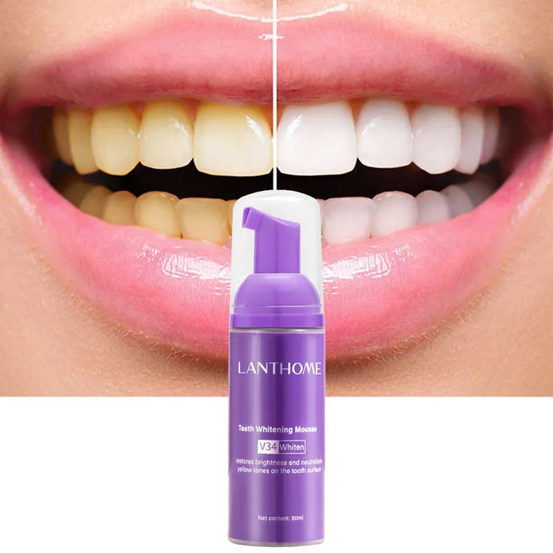 New 50ml Toothpaste Mousse V34 Teeth Cleaning Whitening Toothpaste Yellow Teeth Removing Tooth Stains Oral Cleaning Hygiene 2023