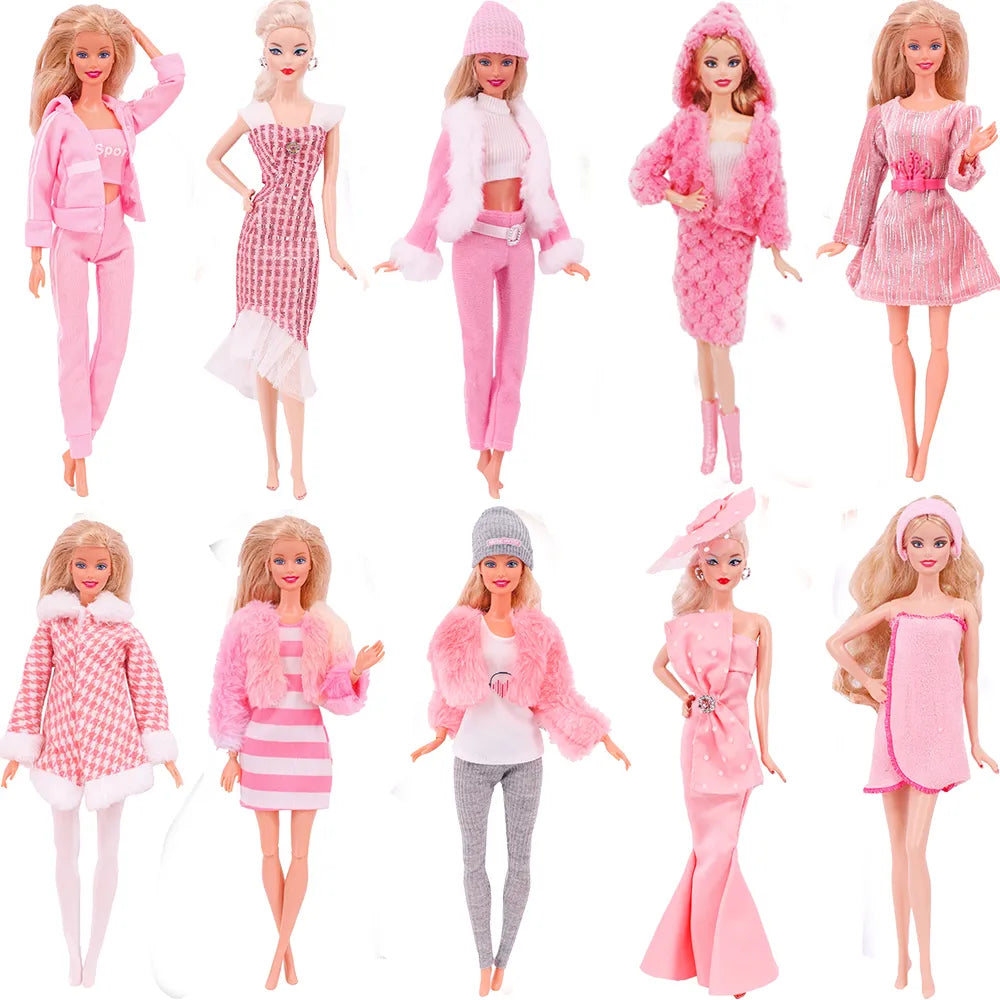 1 Pcs Pink Barbies Doll Clothing,Fashion Coat,Pants,Dress, For 30Cm And 11.8 Inch Dolls,Gift,Barbies Accesories,Miniature Items