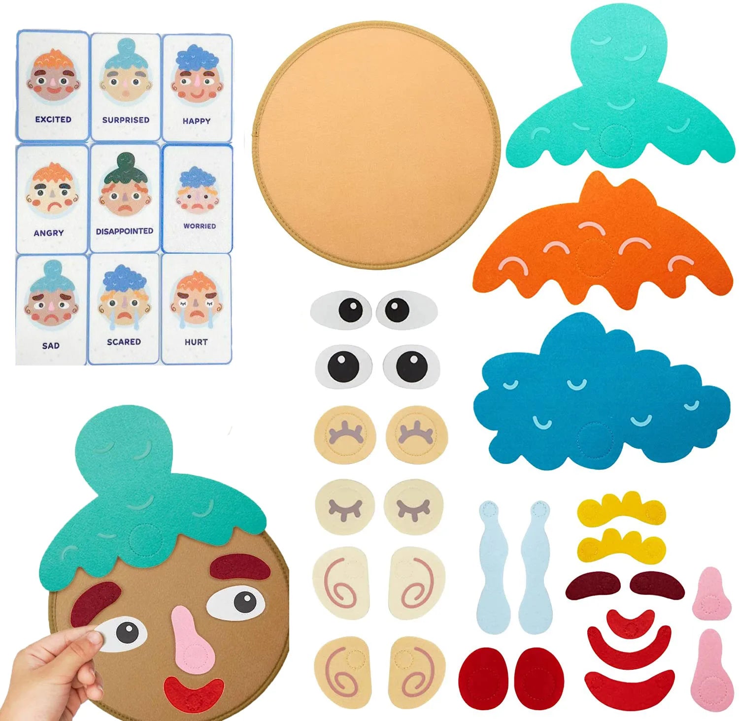 Kids Montessori Facial Expression Game Emotional Change Toys With 9pcs Cards Preschool Learning Educational Toys