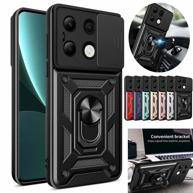 For Xiaomi Redmi Note 13 4G 2023 Case Global Car Magnetic Ring Holder Armor Phone Cases For Redmi NOTE 13 Note13 4G Back Cover