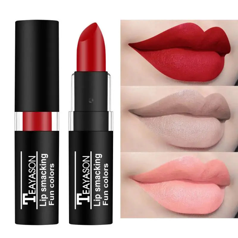 TEAYASON 12 Color Waterproof Lasting Sexy Red Lipstick Matte Lipstick Cosmetics Lip Gloss Waterproof Long-lasting