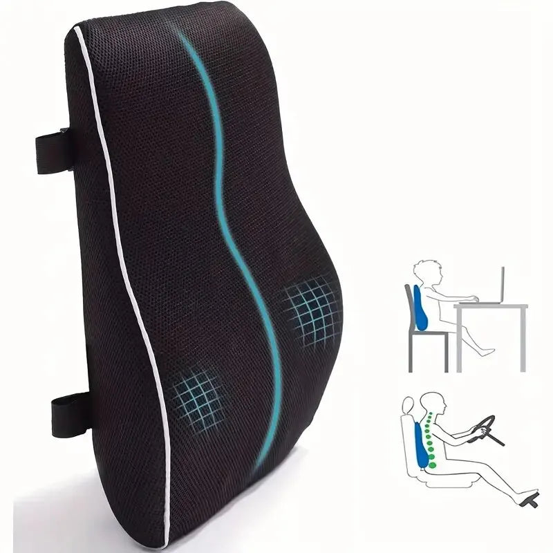 1pc Memory Foam Non-Slip Car Seat Cushion for Office and Gaming Chairs - Supports Lumbar and Waist - Soft and Comfortable