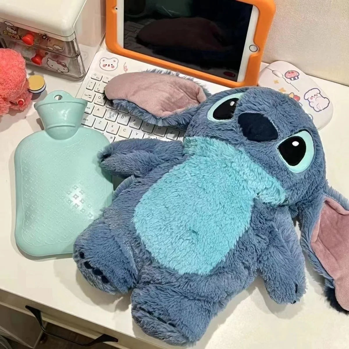 Anime  Kawaii Turo Lilo Stitch Plush Hot Water Bottle Winter Women'S Home Water Filling Hand Warmer Monster Toys Gift