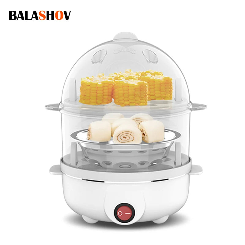 Egg Boiler Double Layers Multifunction Electric Egg Cooker Steamer Corn Milk Steamed Rapid Breakfast Cooking Appliances Kitchen