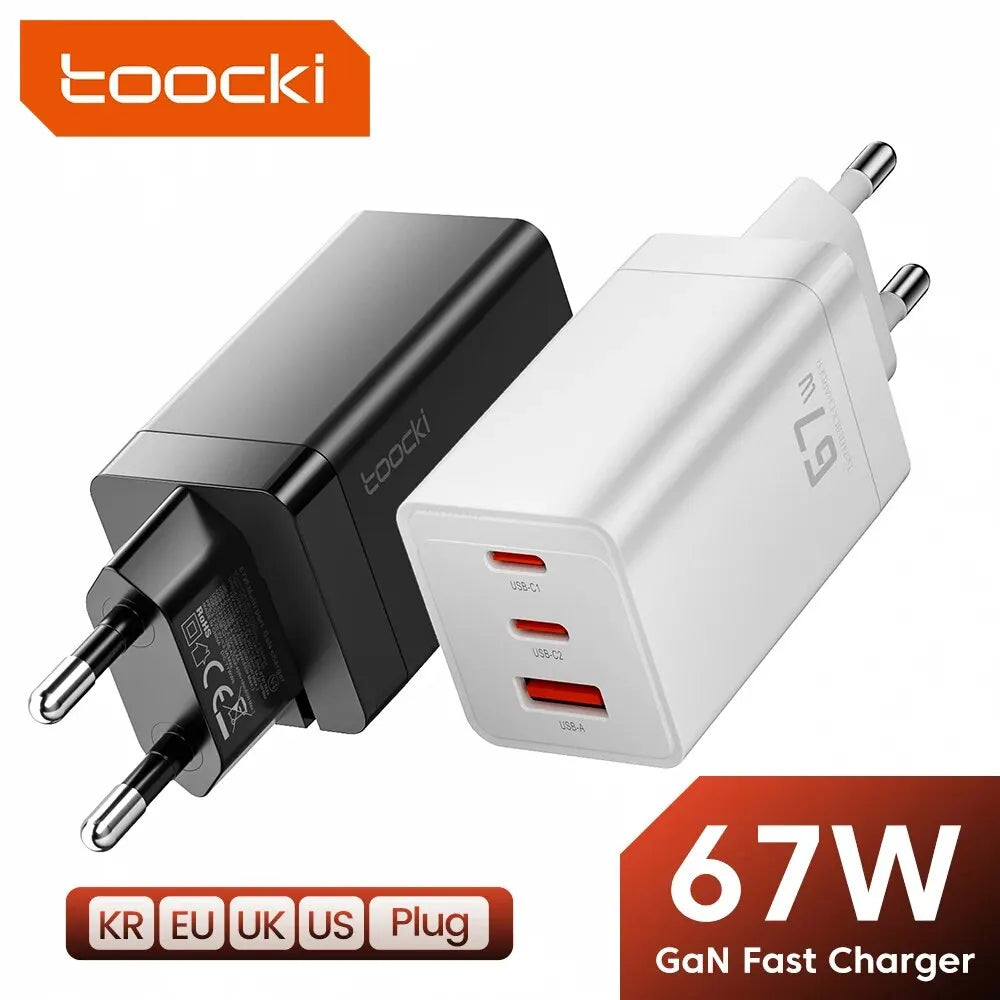 Toocki 67W GaN USB C Charger Quick Charge 65W QC4.0 PD 3.0 45W USB C Type C Fast USB Charger For iPhone 15 14 13 12 Pro MacBook