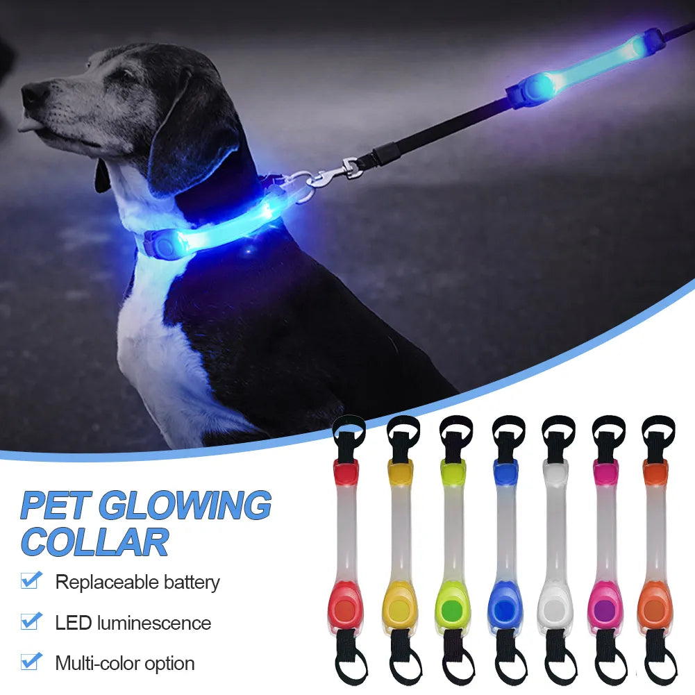 Dog Anti Lost Safety Glowing Collar Outdoor Waterproof Warning LED Flashing Light Strip for Pet Leash Harness Dog Accessories