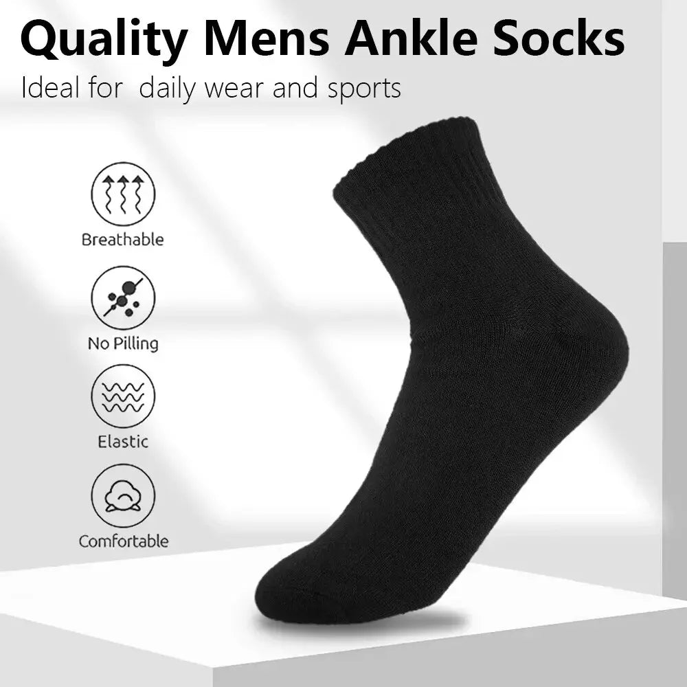 10 Pairs of MEN'S Mid-calf Socks Cotton Socks for All Seasons, Solid Colour and Versatile