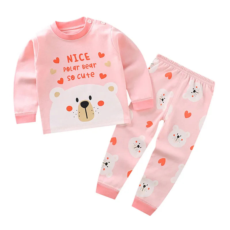 Children Kids Clothes Sets  Boys Girls Suit Pajamas Clothinng Pants Cartoon Autumn Winter Sleepwear Outfits