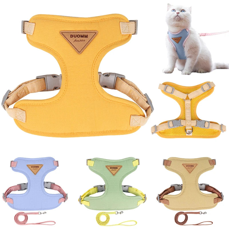 2023 Cat Dog Harness with Leash Escape Proof Adjustable Pet Vest Harness for Small Dogs Cats Accessories Chihuahua Collar