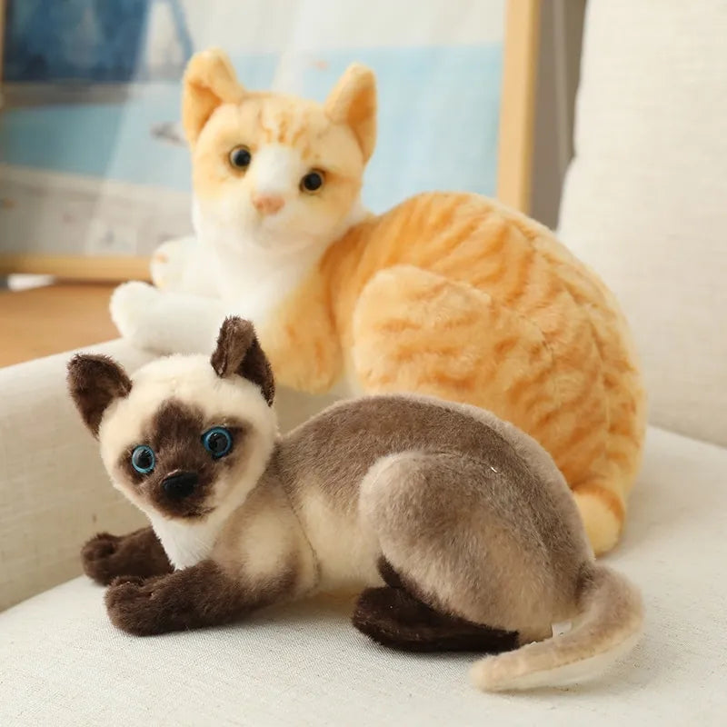 Stuffed Siame Cats Plush Toy 20/25cm Simulation American Shorthair Cute Cat Pet Toys Lifelike Home Decor Birthday Gift