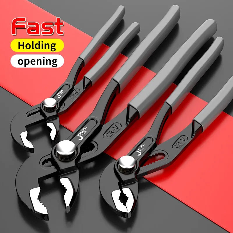 Water Pump Pliers Quick-Release Plumbing Pliers Pipe Wrench Adjustable Water Pipe Clamp Pliers Household Hand Tools Multi-functi