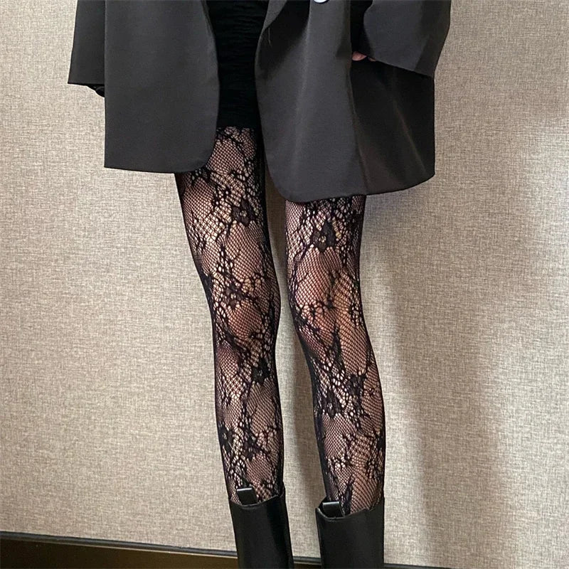 Women Rattan Sexy Stockings Club Party Anti-Snagging Flowers Tights Calcetines Fish Net Stocking Fishnet Mesh Lace Pantyhoses