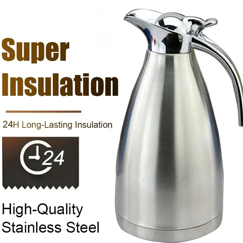 1.5L 2L Large Double Layer Stainless Steel Thermos Bottle Home Bar Thermal Flask Kettle Tea Coffee Hot Water Jug Insulation Pot