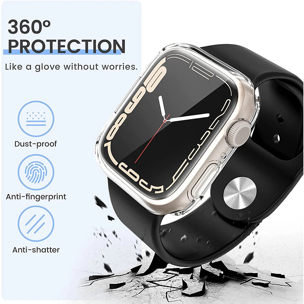 Screen Protector for Apple Watch Case 45mm 41mm 44MM 40MM 42mm 38MM Full TPU Bumper Cover Accessories Iwatch Series 9 8 7 SE 6 3