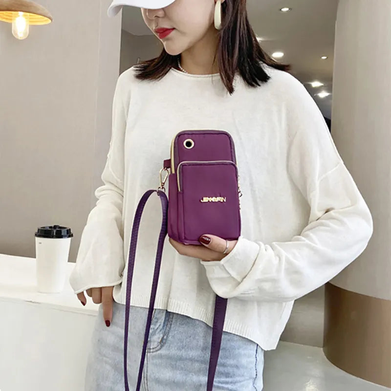 Buylor New Mobile Phone Crossbody Bags for Women Fashion Women Shoulder Bag Cell Phone Pouch With Headphone Plug 3 Layer Wallet